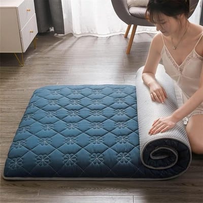 Japanse futon matras - Oprolbaar bed - Comfortabel slapen - Ademend katoen - 90 x 200 cm - Grijs