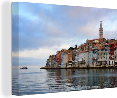 Rovinj Kroatie Canvas 90x60 cm - Foto print op Canvas schilderij (Wanddecoratie woonkamer / slaapkamer)