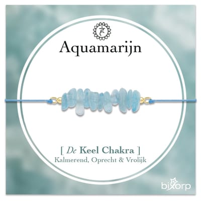 Bixorp Aquamarijn Chakra Armband - Edelsteen Armband aan Koord - tot 22cm verstelbaar