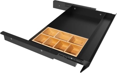 Schuiflade Onder Bureau - Verborgen Opberger - Zit-Sta Werkplek - Met Bamboe Lade - 566 cm Breed - Zwart