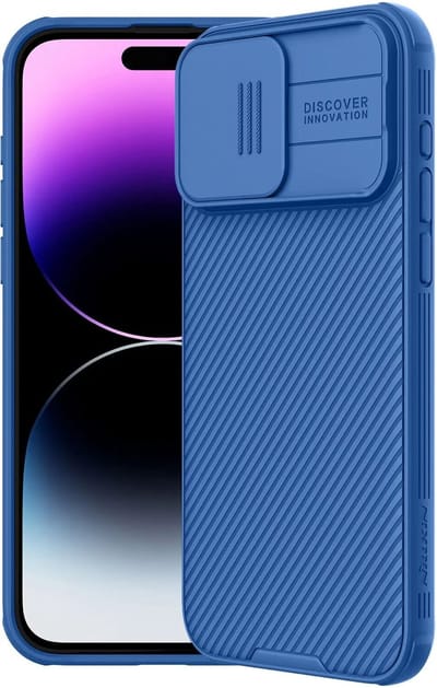 Nillkin CamShield Hoesje Geschikt voor Apple iPhone 15 Pro Max - Back Cover met Camera Slider Blauw