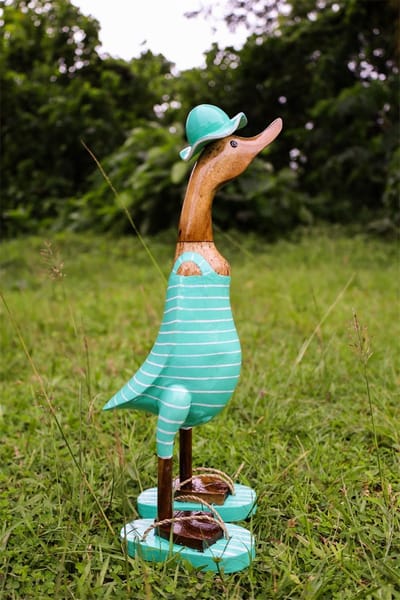 Houten eend Luca L turquoise