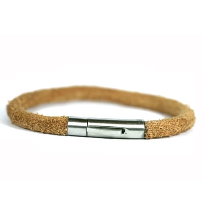 IbizaMen - naturel leer vintage - breedte 6mm - rvs edelstaal sluiting - 20cm