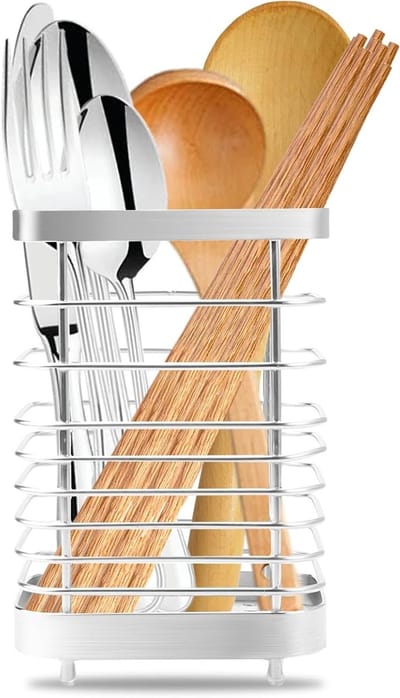 Stainless steel bestekhouder voor keuken, ideaal voor op het aanrecht, keukenaccessoires en utensil organizer