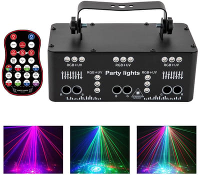 LabelOne Discolamp - Discobal - Stroboscoop - Laserlichten - 21 LED - geluidsbesturing - lichtgewicht - incl. afstandsbediening