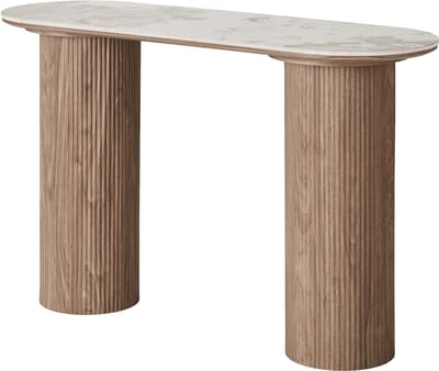 Artichok Ronda Houten Sidetable Bruin - Met keramieken Blad - Woonkamer - Scandinavisch - Japandi - 120 x 78 cm