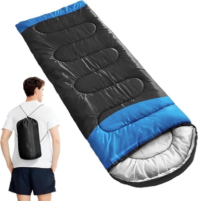 Sarcofaag slaapzak - Warme slaapzak - Kamperen en wandelen - Betrouwbare weerbestendigheid - 216 Pond - Blauw Zwart