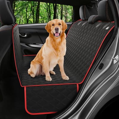 Hondenautostoelhoes - Hondenhangmat auto - Bescherming auto - Waterdicht krasbestendig - 58"x54" - Zwart Rood