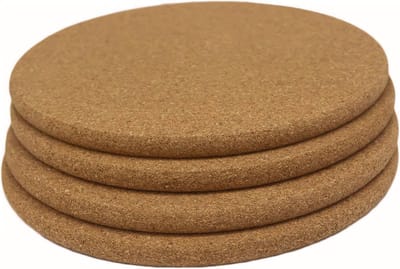 Ronde kurken onderzetters voor hete pannen, 19 cm, ideaal voor aanrecht en planten, 4-delige set voor keuken en kerstdecoratie