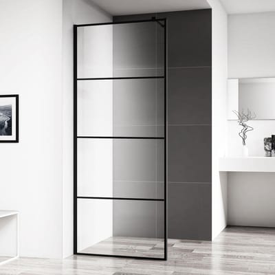 Wiesbaden Horizon inloopdouche met raster 800 x 2000 x 8 mm nano helder glas/mat zwart