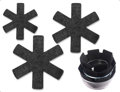Dailygoods- Pannenbeschermer 3 stuks - Vilt Potbescherming - Stapelbescherming - Warmte-isolatiemat - Bescherming tegen Krassen - Geschikt voor Pannen/Potten/Schalen - Potbeschermer