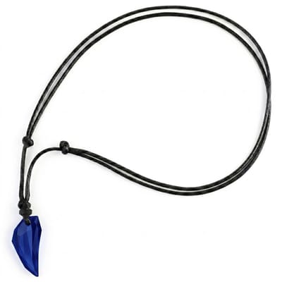 Donkerblauw transparante facetgeslepen hanger ketting voor heren en dames – zwarte koordketting met kristalvormig design