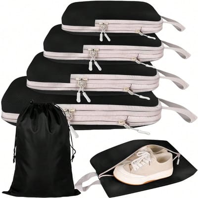 Set/6 stuks Comprimeerbare Pakking Reisopbergtas Kubussen Waterdicht Koffer Nylon Draagbaar Met Handtas Bagage Organiser