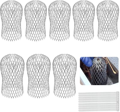Dakgootbescherming met bladbescherming, 8 stuks, regengoten, aluminium gootzeef, regenpijpbescherming, 16 x 9 cm, effectief tegen bladeren en vuil