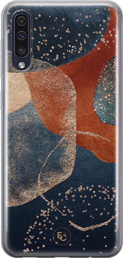 Hoesje geschikt voor Samsung Galaxy A50 - Abstract Terracotta - Soft Case - TPU - Print - Multi - ELLECHIQ