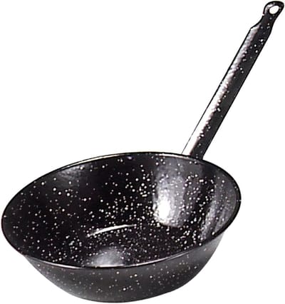 Diepe Pan - Koekenpan Emaille - Allround Koken - Geschikt voor Inductie - 24 cm Doorsnede - Zwart