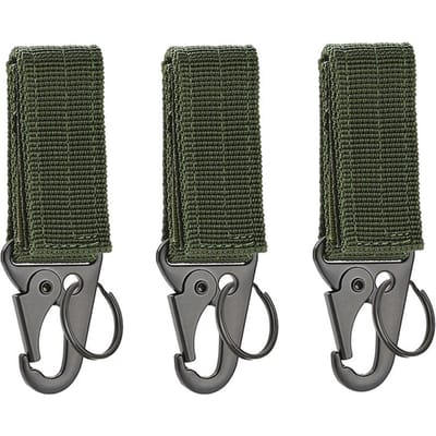 3 Stuks Tactische Karabijnhaak Outdoor EDC Sleutelhanger Nylon Band Sleutelhouder Kampeerrugzak Riemhaak Ophanggesp Muilkorf Clip EDC-1  3ArmyGreen