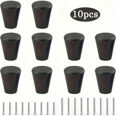 10 stuks Zwarte Kastknoppen, Cilindrische Grepen Hardware, Ladeknoppen voor Commode, Badkamerkast Hardware met Schroeven zwart