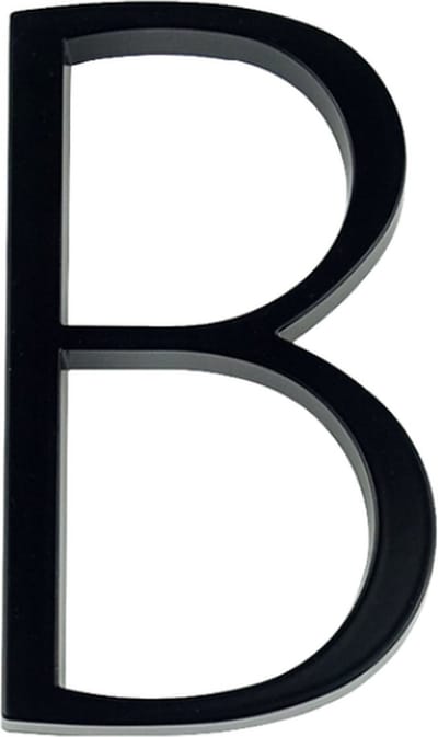 Zwevend Huisnummer Toevoeging Letter B - 125mm - zwart modern huisnummer - zwart huisnummer - huisnummer zwart