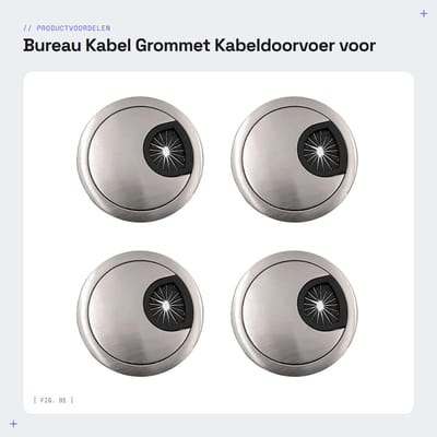 Dailygoods- Kabeldoorvoer 60mm - 4 Stuks - Zinklegering - Bureau Kabelmanagement - Gatenzaag 60mm - Duurzaam en Roestvrij