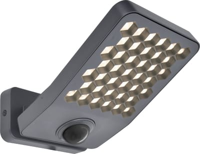 LUTEC Atlantis - LED security wandlamp voor buiten - Anti-verblinding - PIR bewegingssensor - Premium aluminium - 2000Lm krachtig licht - 4000K helder wit licht - IP54 extra weerbestendig - Donkergrijs