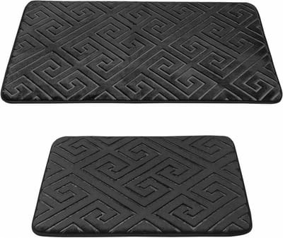 HOMELUX Badmat - Badkamer tapijt - Antislip - 2-delig - Badmatset- Water-absorberende badmat - 60 x 100 + 60 x 50 cm - Zwart