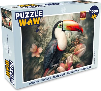 Puzzel Toekan - Vogels - Bloemen - Planten - Tropisch - Legpuzzel - Puzzel 1000 stukjes volwassenen