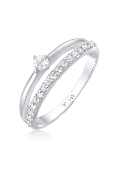 Elli - Ring - Dames Verlovingsring Eenzaam Sprankelend met Zirconia Kristallen in 925 Sterling Zilver - Dames