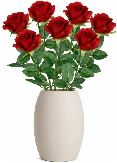 Mica Decorations Kunstbloem Roos Rubina - 6x - H62 cm - rood - kunststof - stelen kunstbloemen - boeket - rozen bloemetjes
