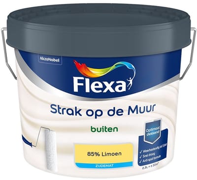 Flexa - Strak Op De Muur Buiten Zijdemat - 85% Limoen - Mengverf - 2,5 L