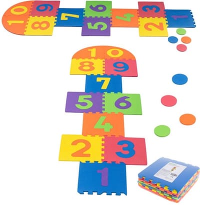 Hinkelbaan Foam Hinkelpad Hinkelmat - Puzzel Leren Tellen - Sport & Spel - Beweegspelletje - Behendigheid - Puzzelstukken met Cijfers - Voor Buiten en Binnen