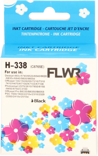 FLWR - Inktcartridge / Alternatief voor de HP 338 / Zwart