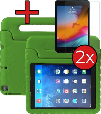 Hoesje - Geschikt voor Apple iPad Air 3 (2019) - 10.5 inch - 3e Generatie - Met 2x Screenprotector - Kinderhoes - Shockproof Bumper - Kidsproof Case - Tablethoes - Kinder Hoes Cover - Groen