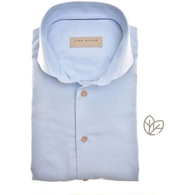 John Miller Overhemd Organic Fabric Blend Uni Color Licht Blauw / male