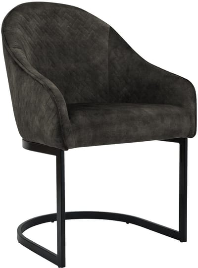 CLP Jarik Eetkamerstoel - met armleuning - Modern - Metalen Frame - Belastbaar tot 140 kg - Fluweel/donkerbruin