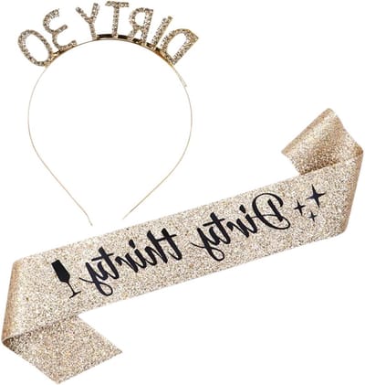 ByShane - Verjaardagssjerp en tiara voor 30e gouden verjaardag - Vrouwen en meisjes - Happy Birthday decoraties - Goud