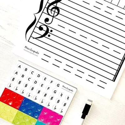 Dailygoody - Dubbelzijdig Magnetisch Droog Uitwisbaar Bord - Perfect voor Muzieklessen - Stevig en Praktisch - Ideaal voor Lesgeven - Inclusief Magnet