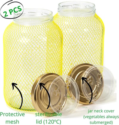 Famanu - Glazen Potten met Deksels | 4L Weckpot voor Kombucha Kimchi Kefir | Brede Opening | Luchtdichte Geurloze Opslag | Fermentatiepotten, Kleurloos, Borosilicaatglas Kunststof