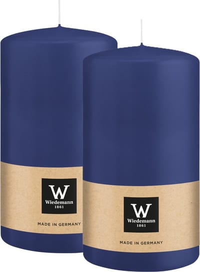 Wiedemann Cilinderkaars/stompkaars - 2x - donkerblauw - 13 x 7 cm - 52 branduren - zuilkaarsen