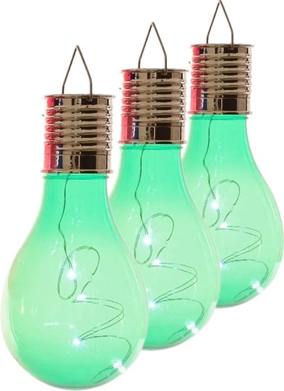 Lumineo Lampbolletje - 10x stuks - LED - groen - solar verlichting - 14 cm - tuinverlichting