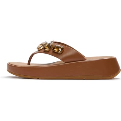 FitFlop FitFlop F-Mode Ultra-Jewel Leather Toe-Post Sandals BRUIN - Maat 39