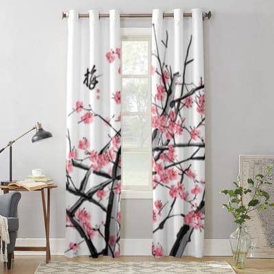 Pruimenbloesem Raambekleding Voor Woonkamer Keuken Moderne Gordijnen Huisdecoratie Jaloezieën Vitrages 135W x 60H(cm) x1