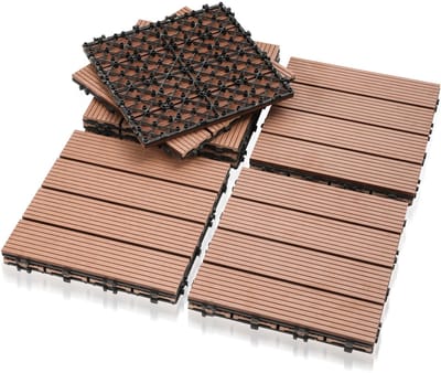 22 Stuks WPC Terrastegels 30x30 cm Inclusief Kliksysteem - Waterdicht Bruin voor Terras en Balkon (2 m²)