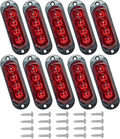 10 x Limit Lights, Zijmarkeringslichten met 4 Lampen, 86 mm, 12/24 V, Waterdicht, Universele Positielichten voor Trailer, Auto, Caravan en RV, Ideaal als Contourlicht