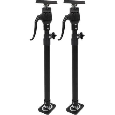 2 PIÈCES Barre de Support Télescopique Poteau de Levage Réglable Troisième Main Système d'Installation pour Suspension Luminaire d'Éclairage de Placard black
