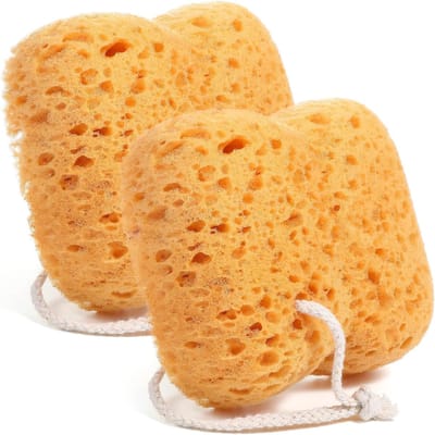 Dailygoods - 2 stuks Badsponzen, Grotere Badspons Honingraat Douche Lichaamsspons Zachte Exfoliërende Douchepoef Dichte Schuim voor Zachte en Diepe Reiniging voor Vrouwen en Mannen