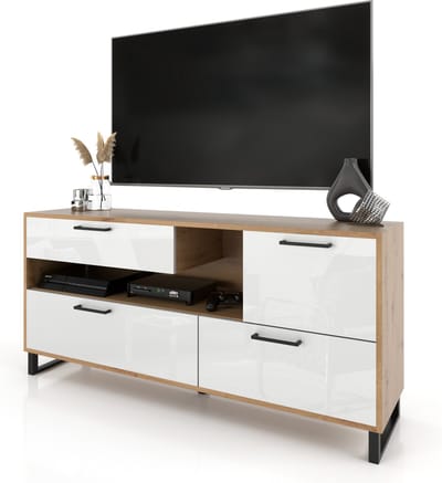 AZ-Home - Dressoir Elva - 150 cm - Eiken/Wit Hoogglans - Kast - Commode