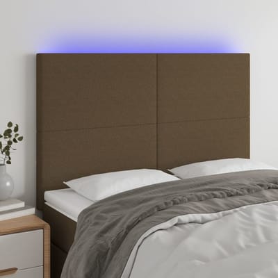 vidaXL - Hoofdbord - LED - 144x5x118/128 - cm - stof - donkerbruin