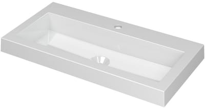 INK Dock Wastafel Polystone met 1 Kraangat - 800x400x60 mm - Glans Wit