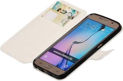 Cross Pattern TPU Bookstyle Hoesje - Wallet Case Telefoonhoesje - Geschikt voor Samsung Galaxy S6 G920F Wit